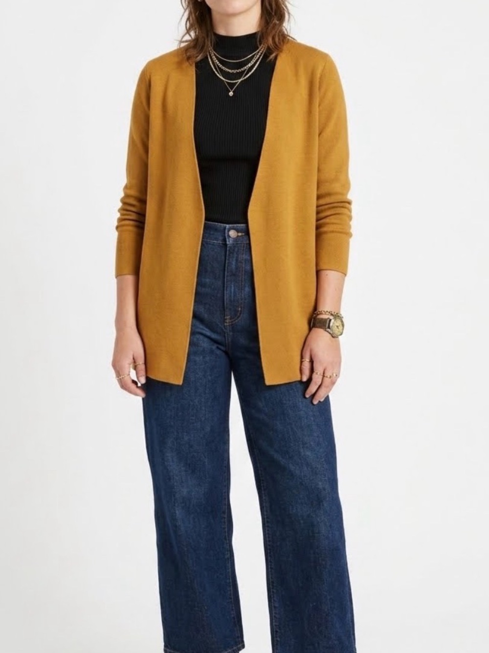 Duluth Trading Co Mustard Open Cardigan